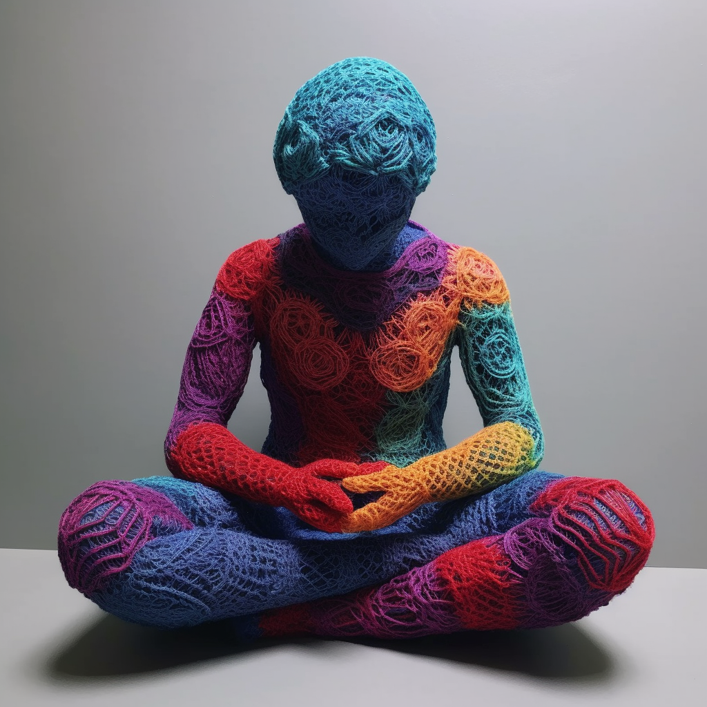 a person made out yarn meditating to manage their autistic anxiety